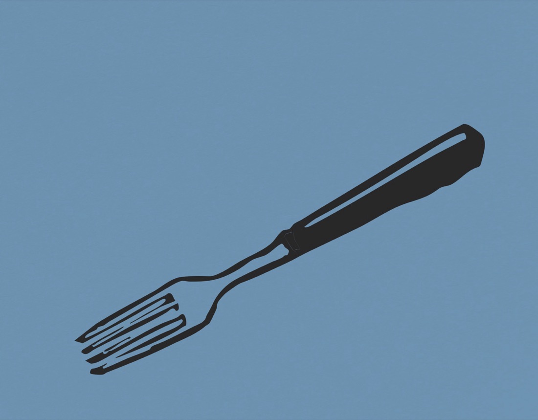 Illustration of a falling fork on a blue field